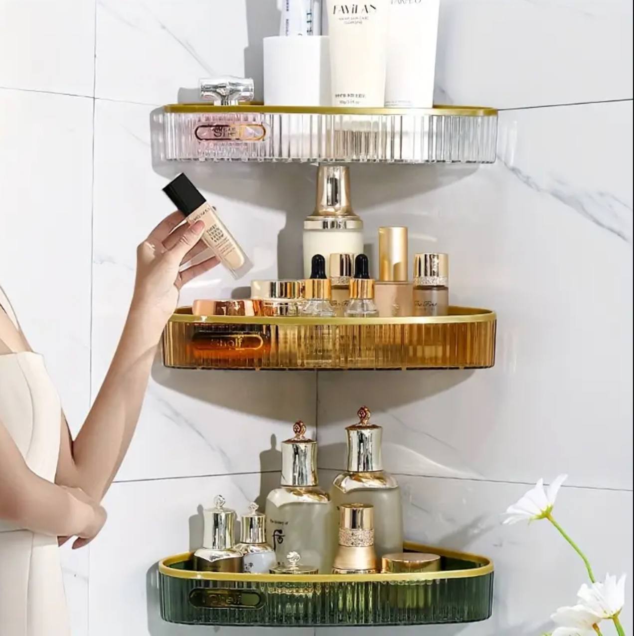 Acrylic Punch Free Bathroom  Shelf