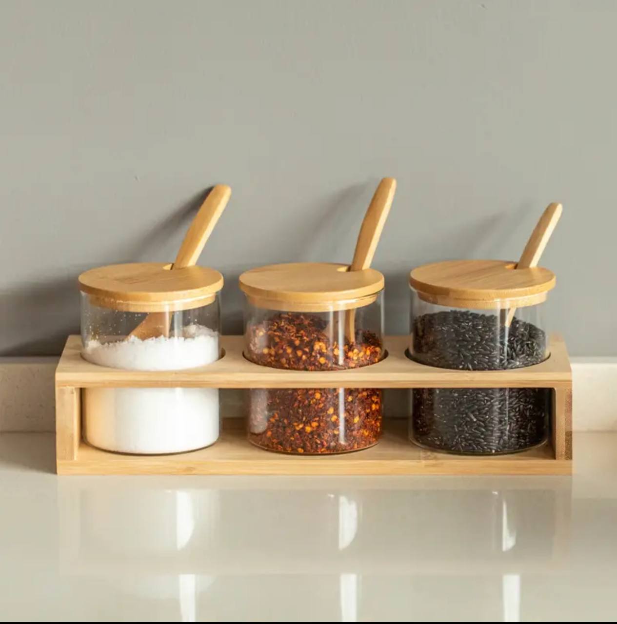 3pcs Canister set with bamboo lid