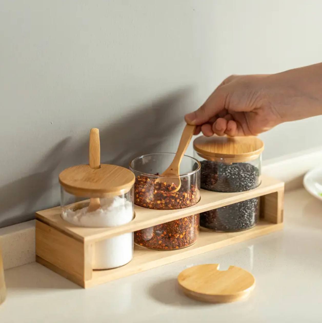 3pcs Canister set with bamboo lid