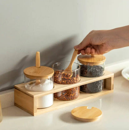 3pcs Canister set with bamboo lid