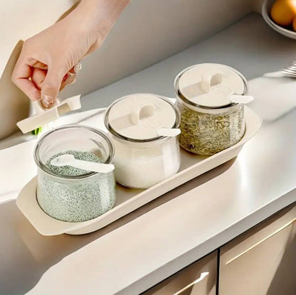 3pcs Glass Canister Seasoning Set.