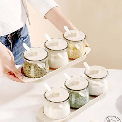 3pcs Glass Canister Seasoning Set.