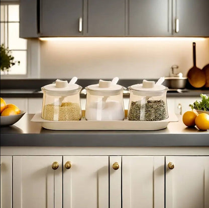 3pcs Glass Canister Seasoning Set.