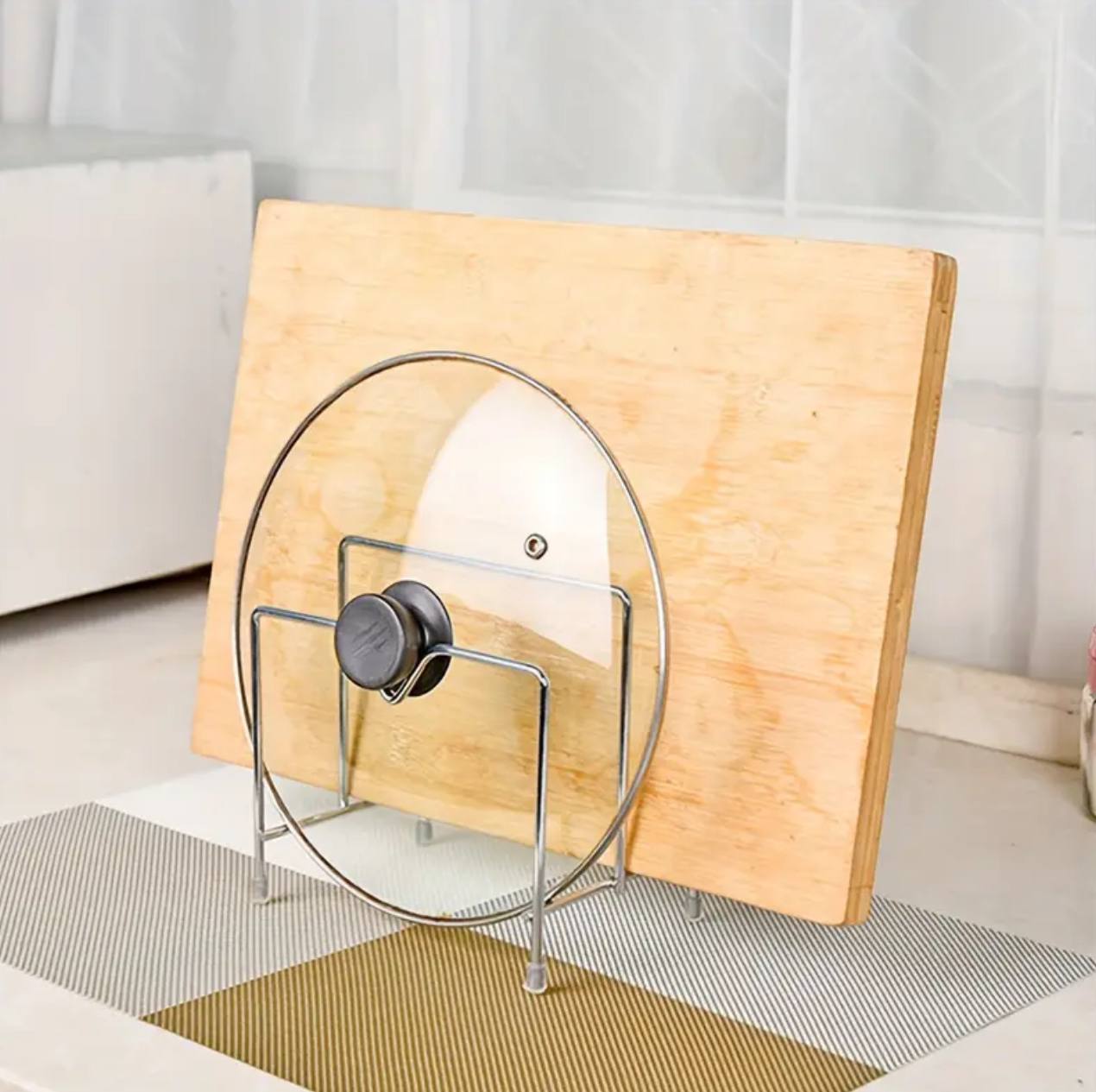 Stainless Steel Counter Top Lid Holder.