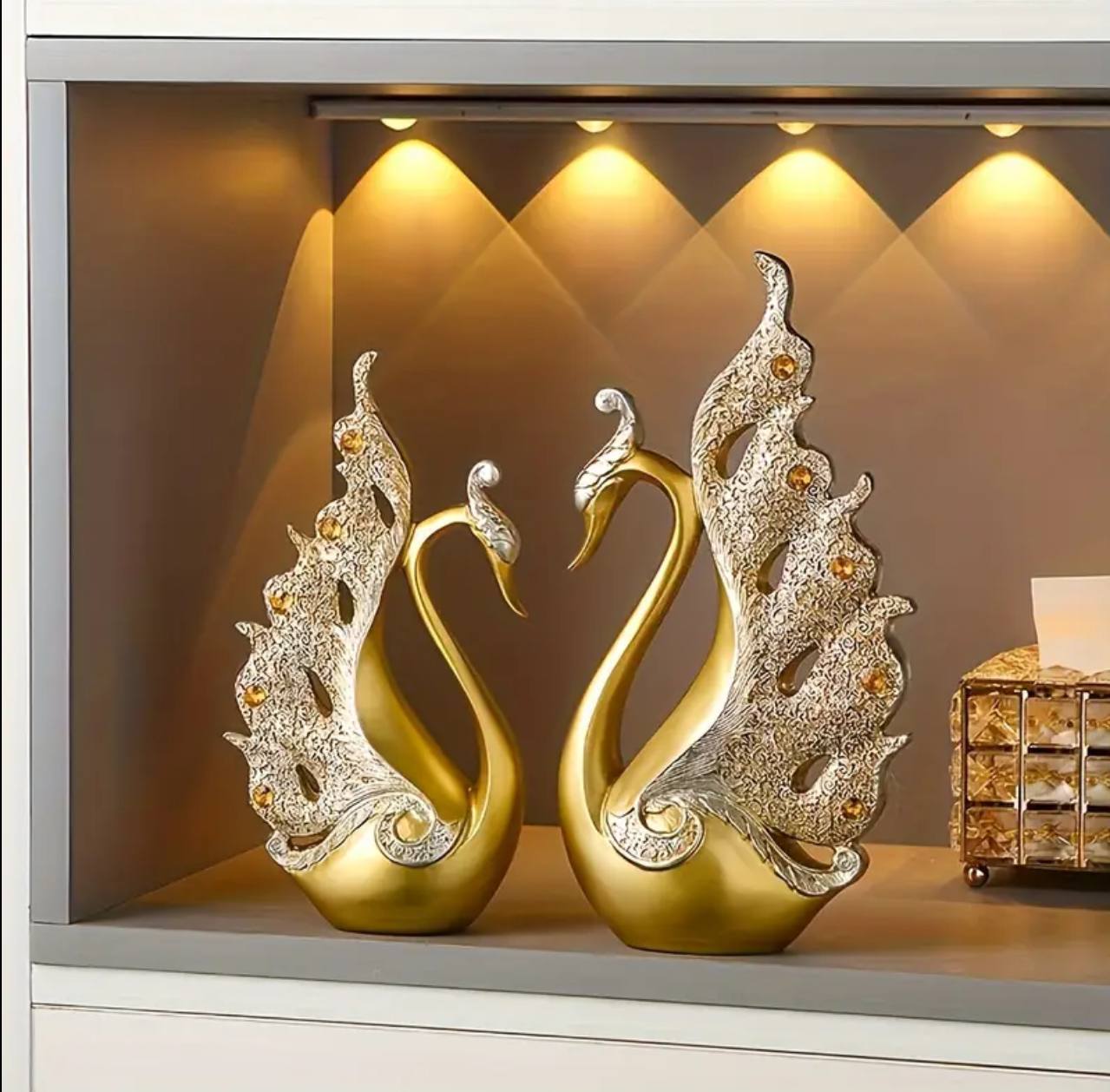 European Couple Swan Ornament 
Crafts