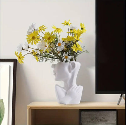 Ceramics Vase Human Head Abstract Half Body Flower vase