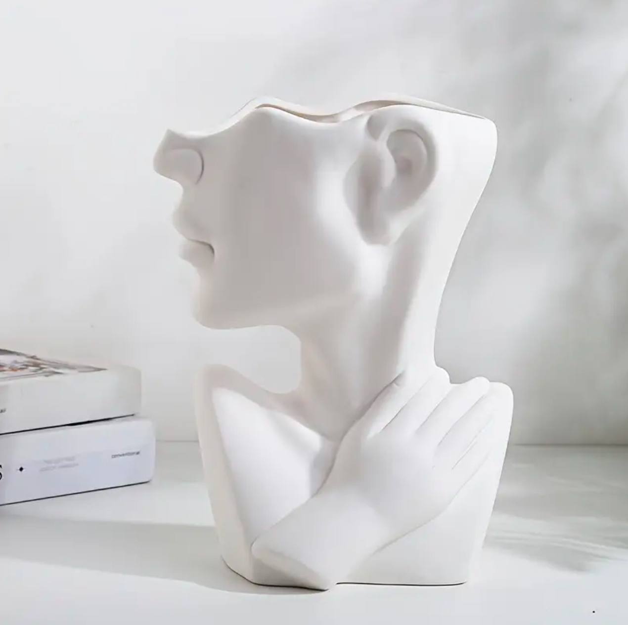 Ceramics Vase Human Head Abstract Half Body Flower vase