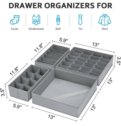 4 Pcs Underwear Drawer Organizers
