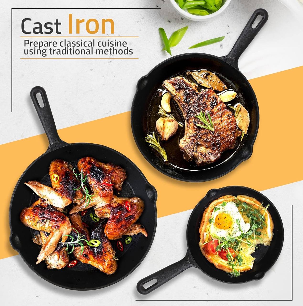4pcs Cast Iron Skillet Set