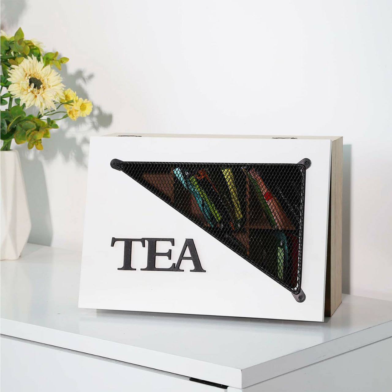 6 compartments wooden teabag / coffee organizer