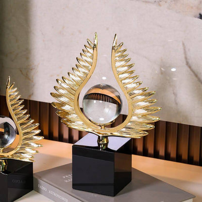Wings and Crystal Ball Model Desk Decoration