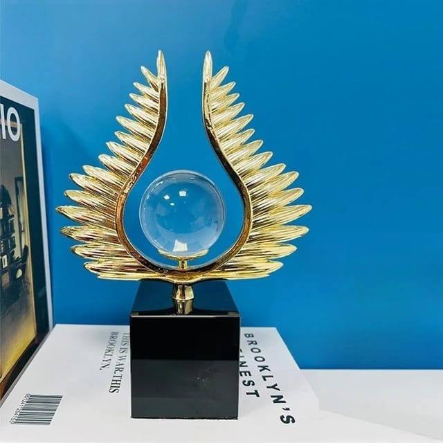 Wings and Crystal Ball Model Desk Decoration