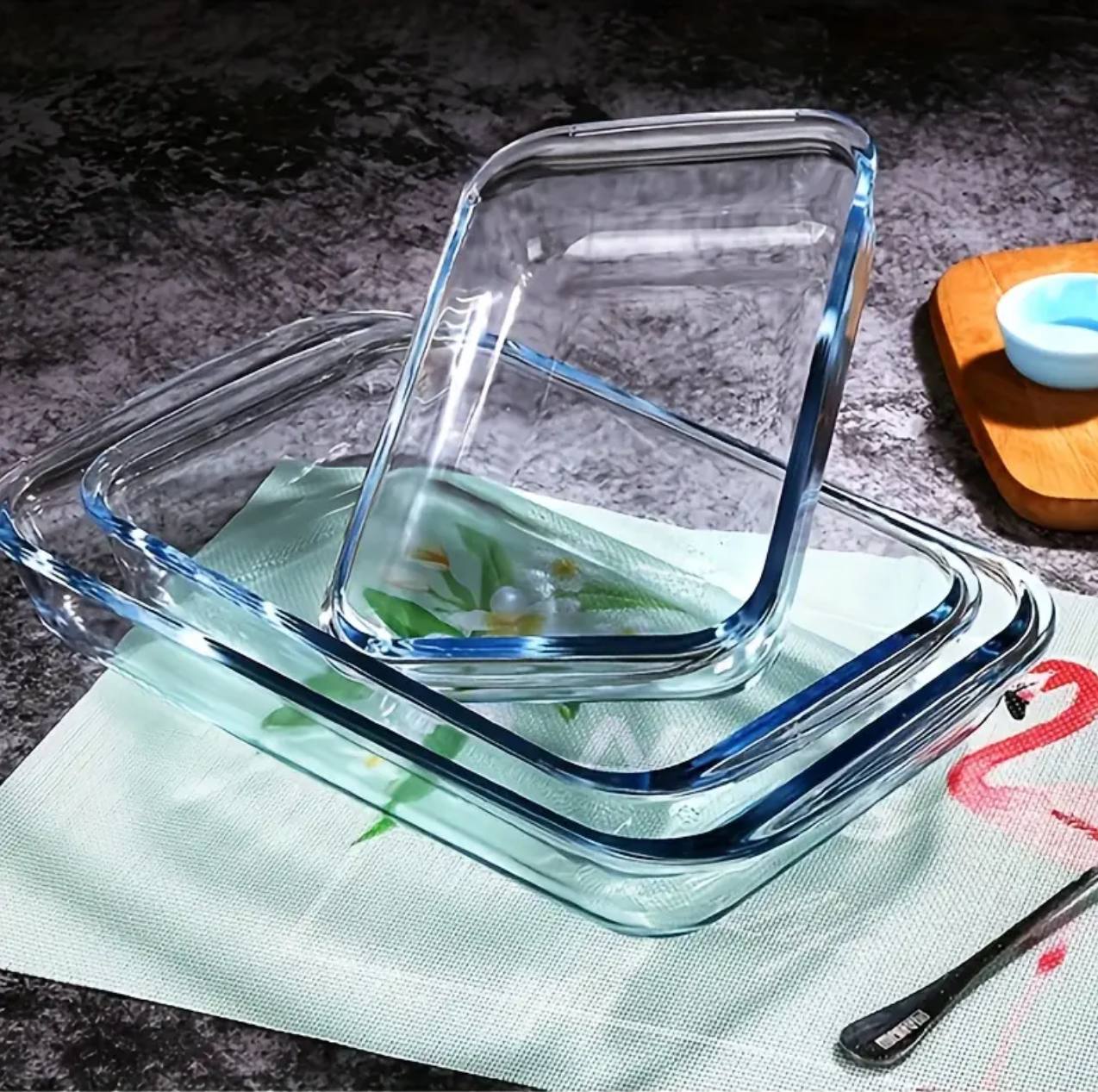 3pcs Baking & Microwaveable Glass Casserole Tins