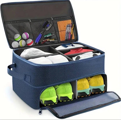 2 Layers Golf Trunk Organizer with Compartments for Golf Essentials