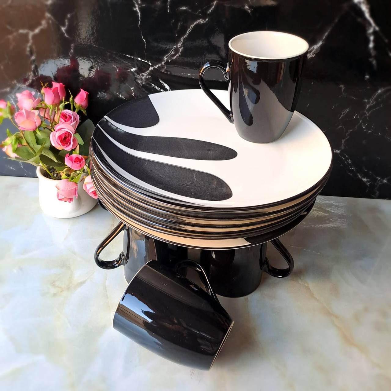 12pcs dinner plates and cups combo