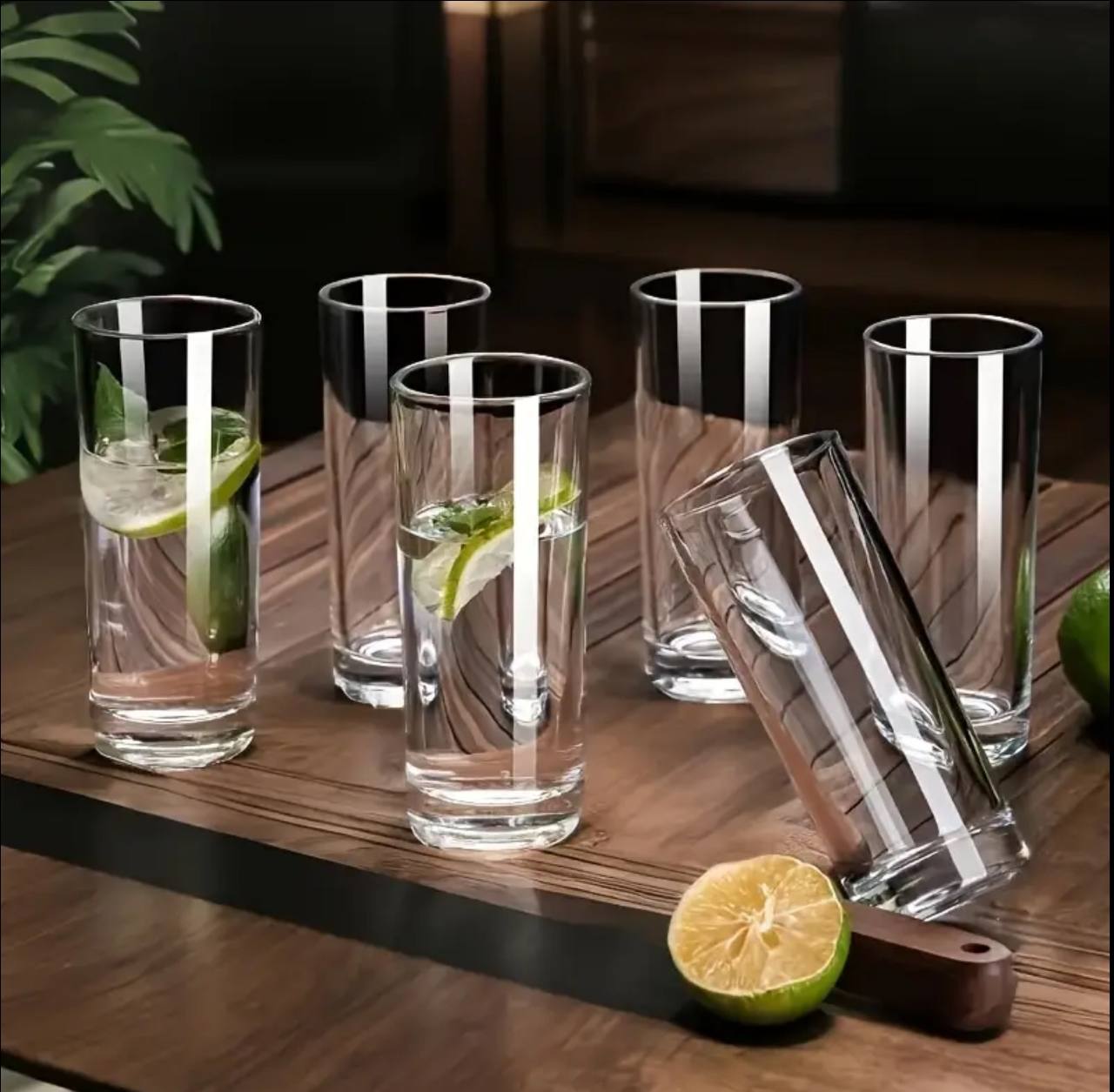 6pc Long Luxe drinkware glass