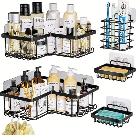 5pcs Set   Corner Shower caddy shelf/Bathroom organizer