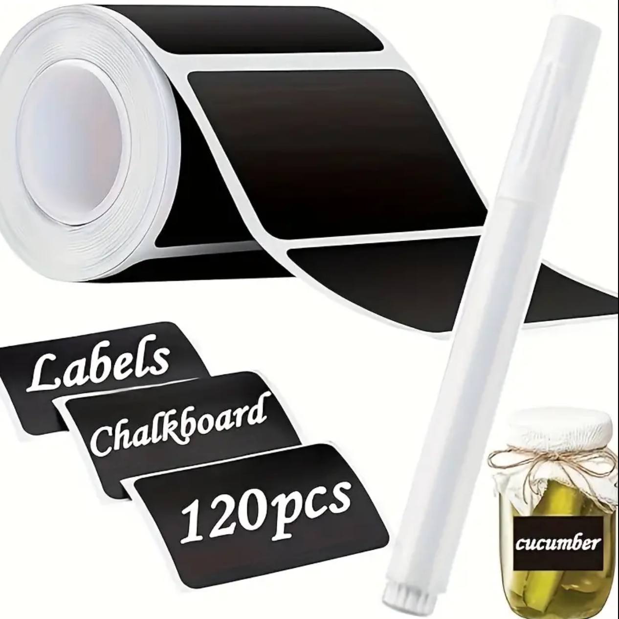 120pc jar stickers label roll +1pen