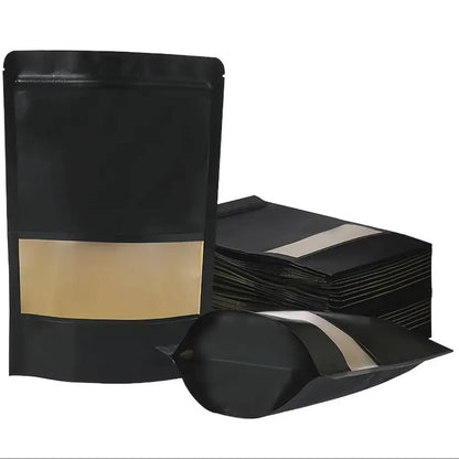 50pcs Stand up pouch with ziplock, window/ matte metallised.