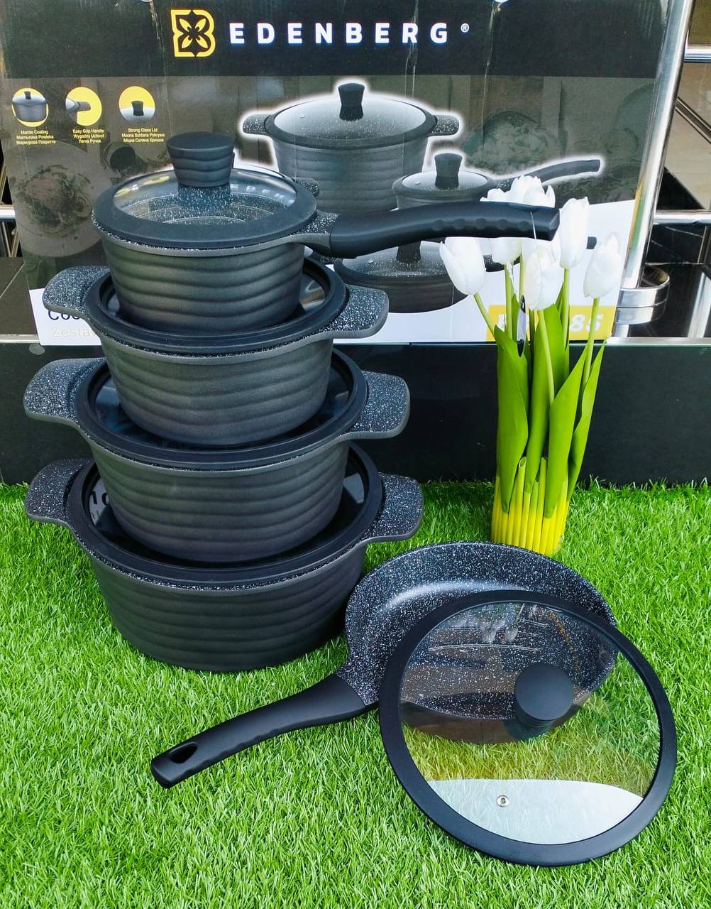 10pcs Black Edenburg  Nonstick Cookware set