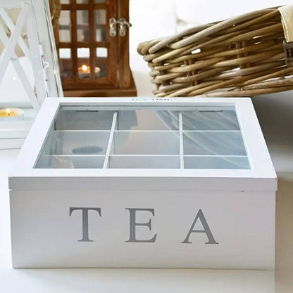 Wooden 9 Grids Tea Box