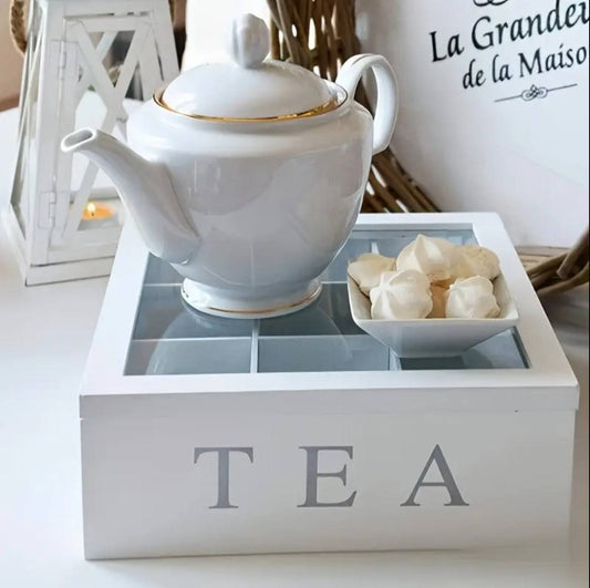 Wooden 9 Grids Tea Box