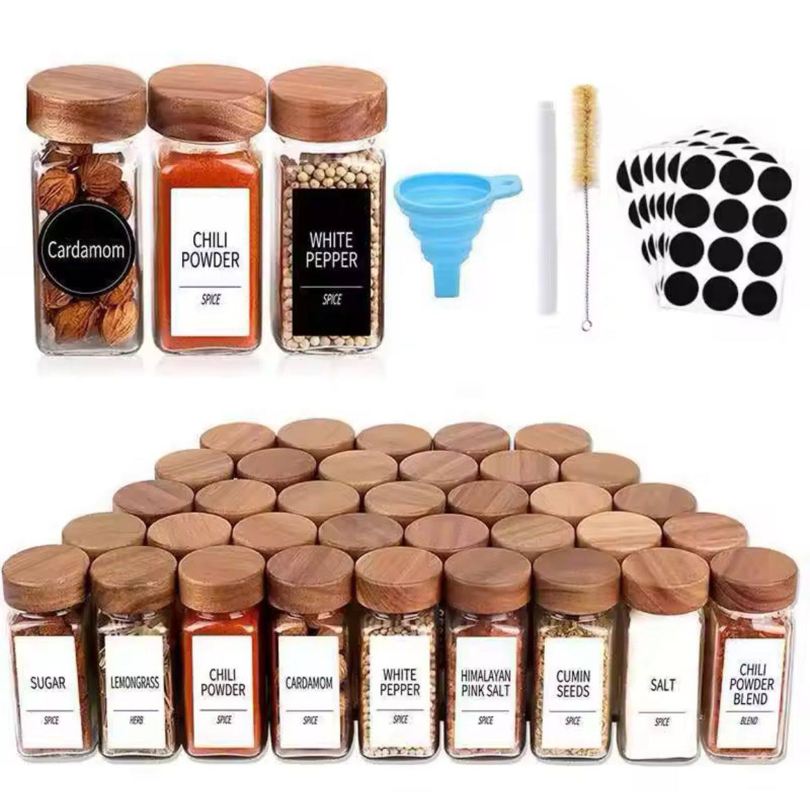 12 PCS PREMIUM THICK GLASS STORAGE JARS WITH BAMBOO LID