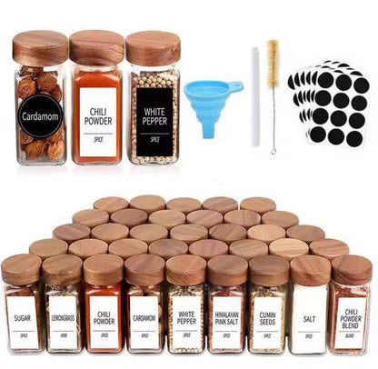 12 PCS PREMIUM THICK GLASS STORAGE JARS WITH BAMBOO LID