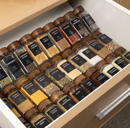 12 PCS PREMIUM THICK GLASS STORAGE JARS WITH BAMBOO LID