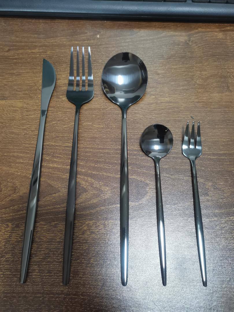 30Pc Black Stainless Cutlery Set