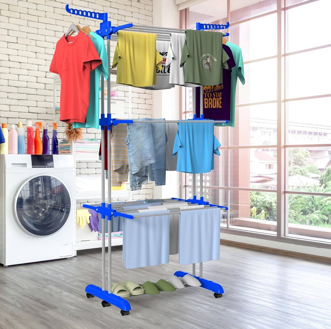 3 Layer Portable / Movable Cloth Drying  Rack