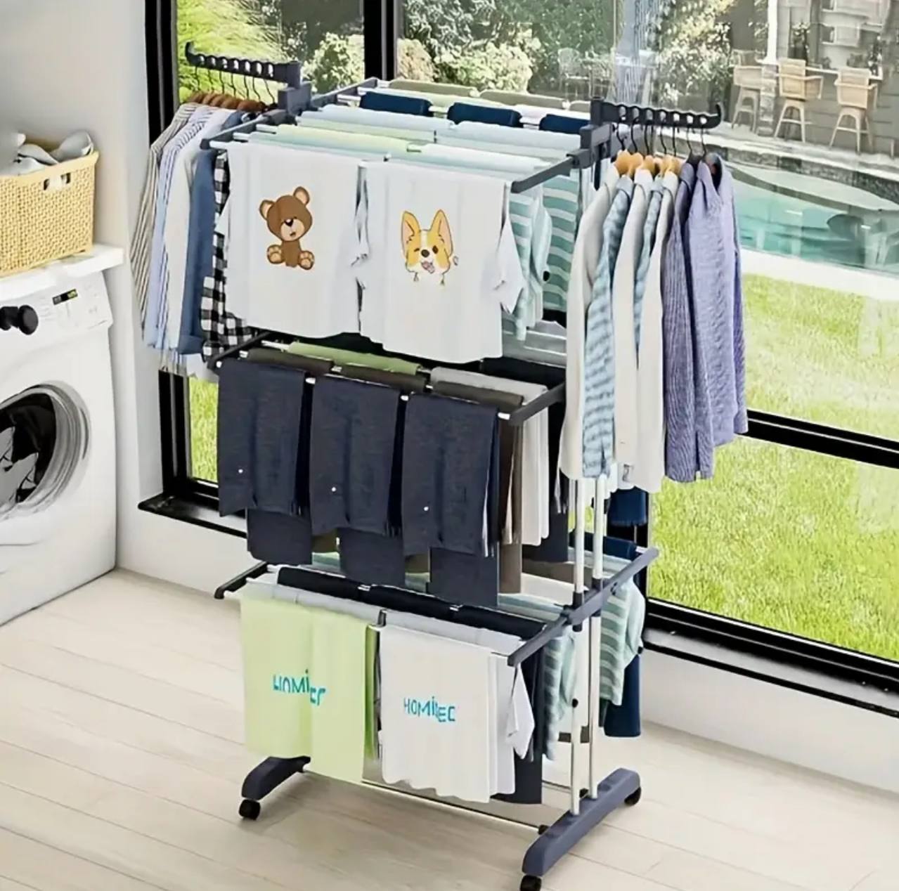 3 Layer Portable / Movable Cloth Drying  Rack
