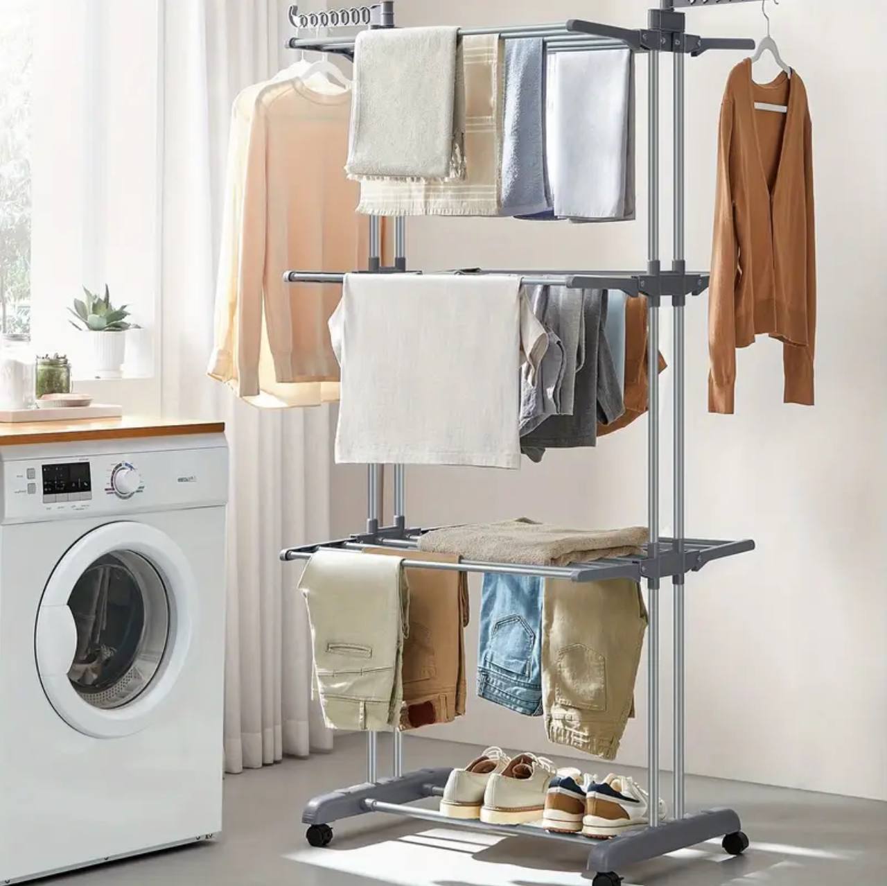 3 Layer Portable / Movable Cloth Drying  Rack