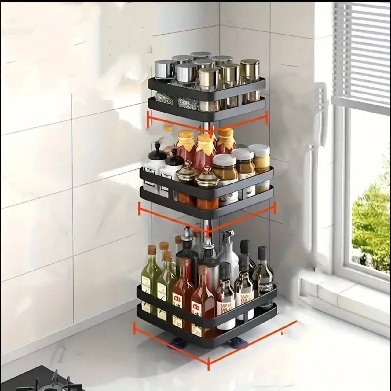 3 tier Rotating Spice Jar Organizer
