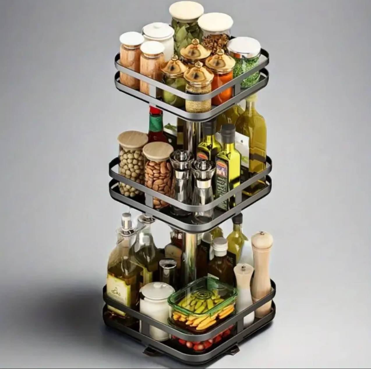 3 tier Rotating Spice Jar Organizer
