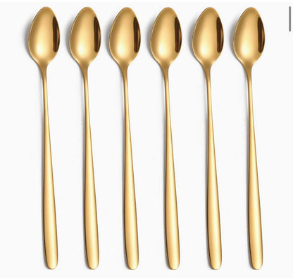 6pc Gold long tea spoon