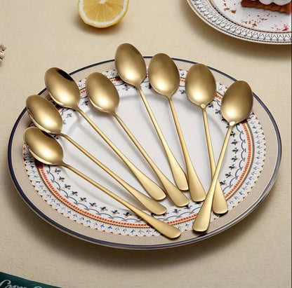 6pc Gold long tea spoon