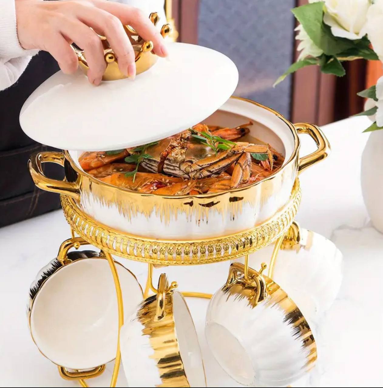 15PCS SOUP CEREMIC SET white