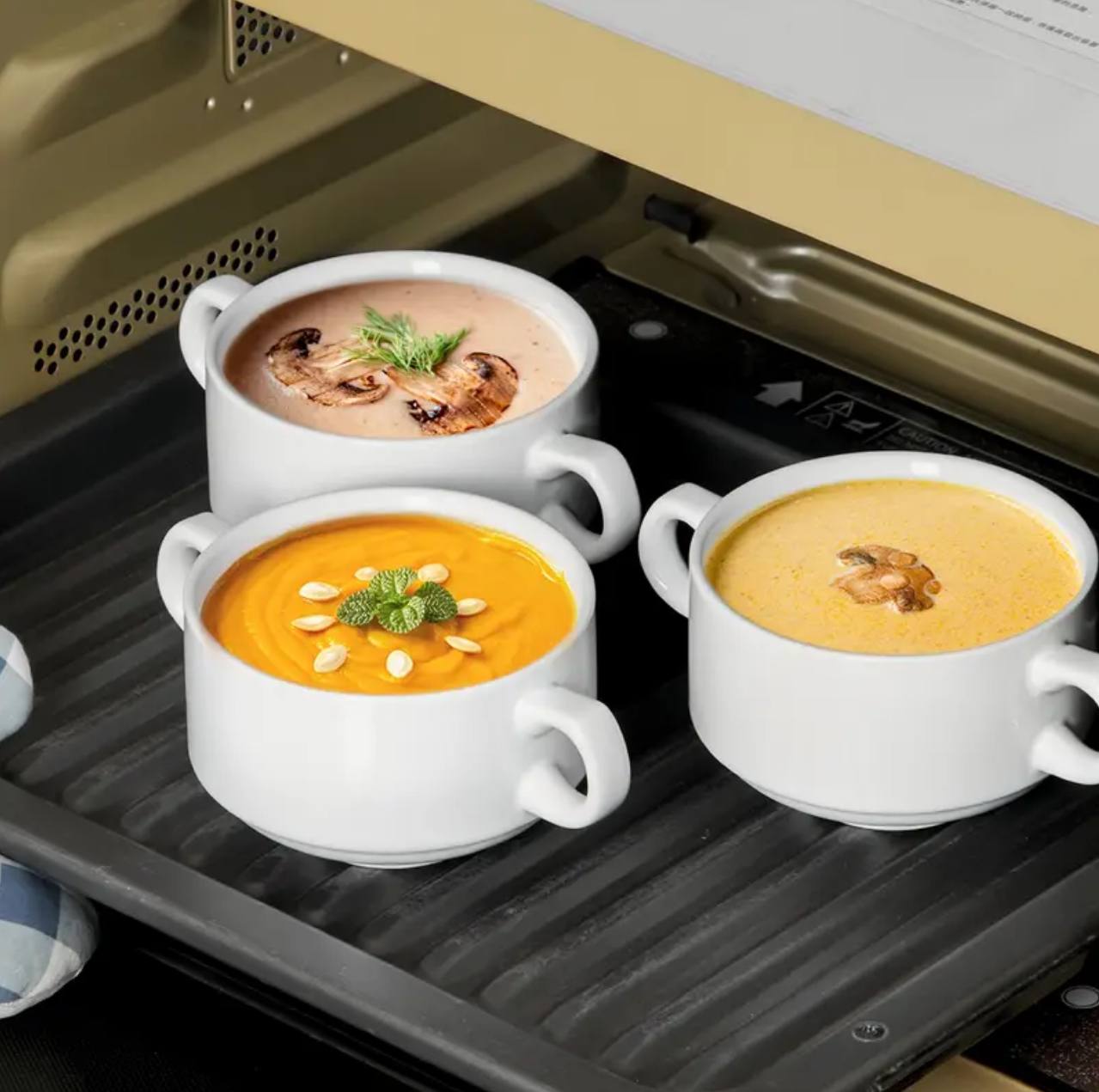 6pcs Ceramic bowl 2handle