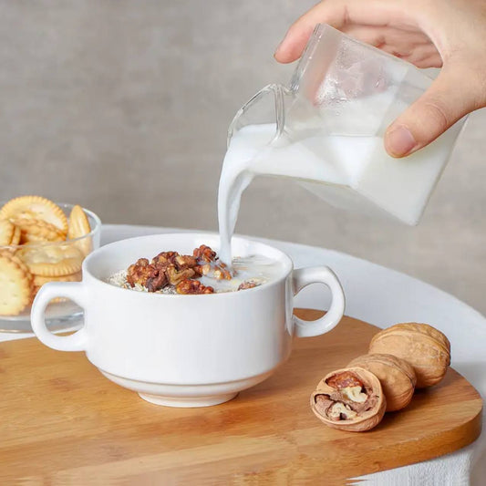 6pcs Ceramic bowl 2handle