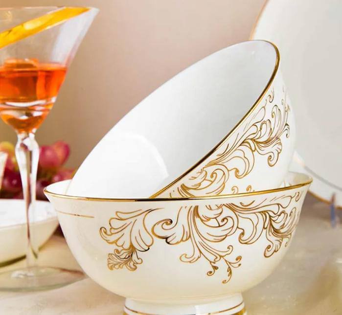 6pcs Bone china grey flower bowl