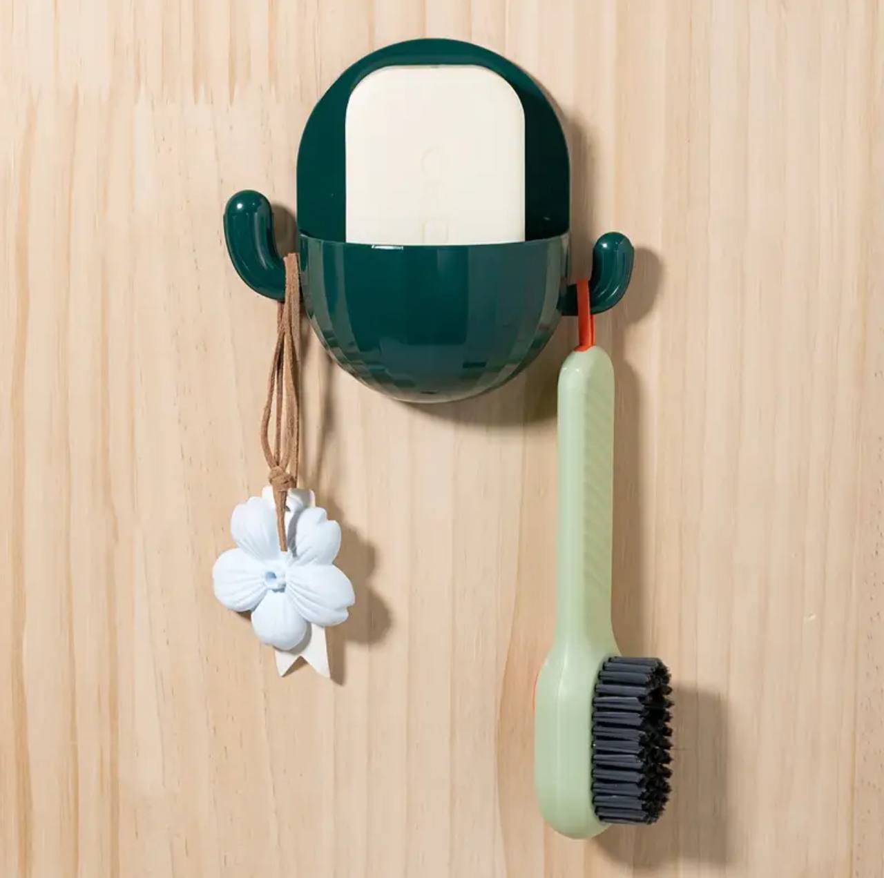 Wall Mounted Bathroom Container Holder with Hooks.