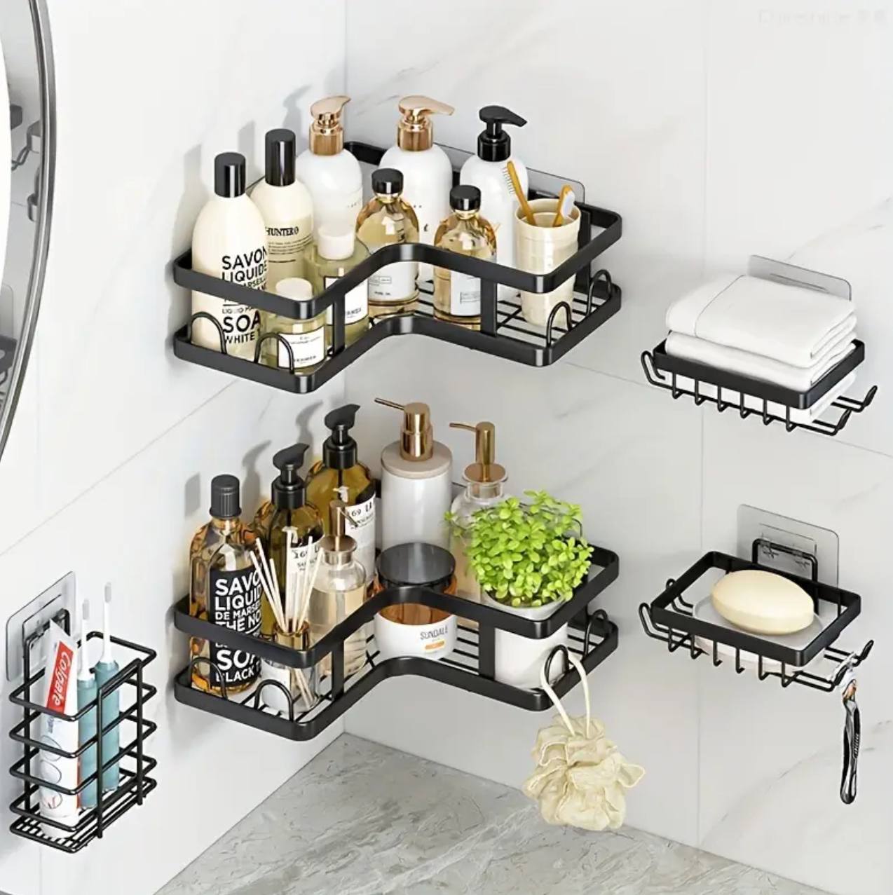 5pcs set triangular Shower caddy shelf/Bathroom organizer