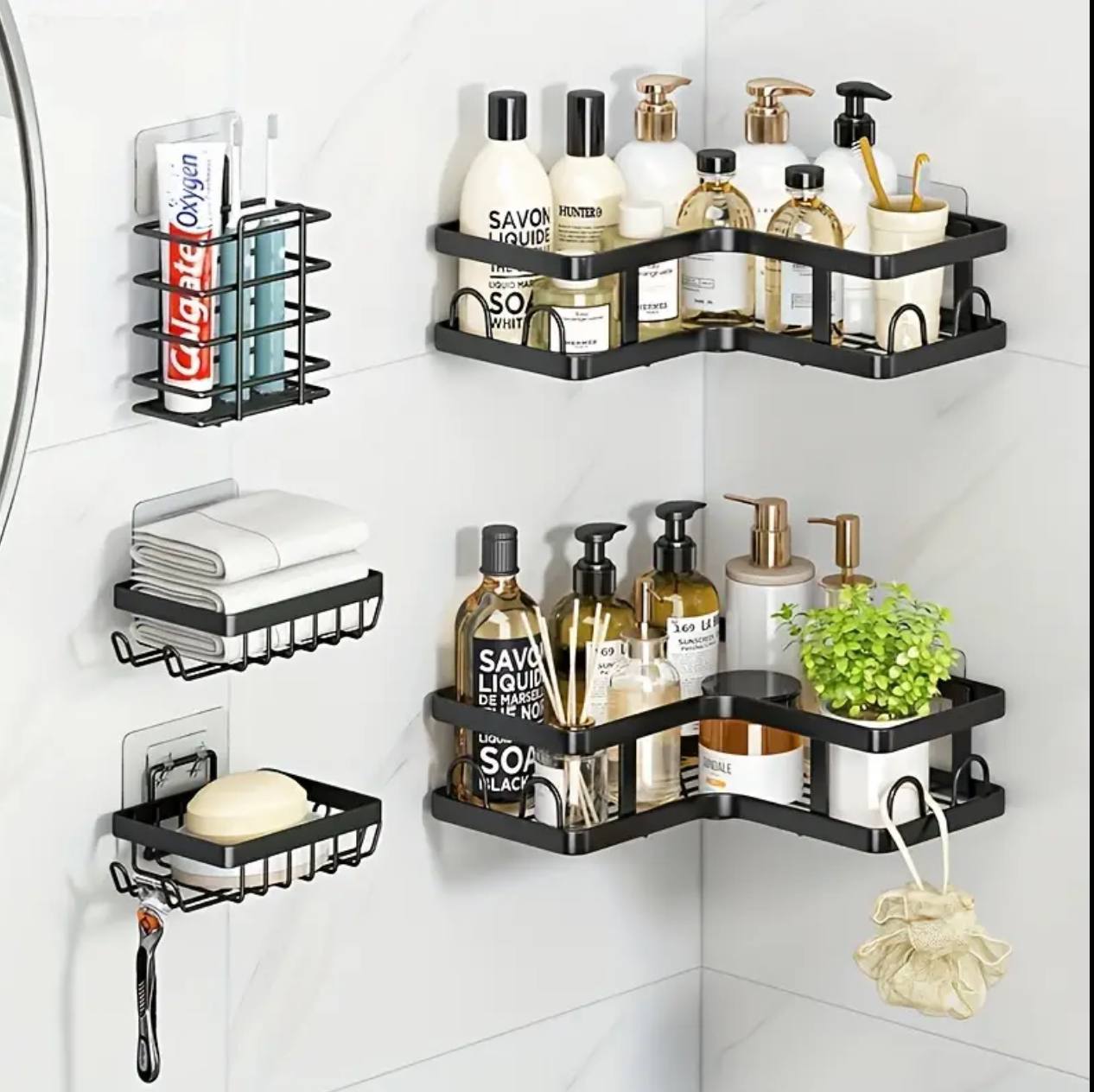 5pcs set triangular Shower caddy shelf/Bathroom organizer