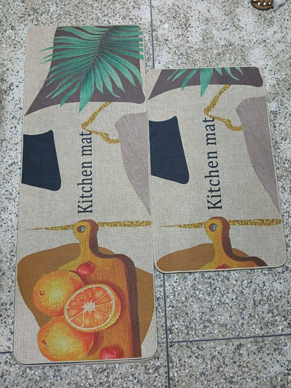 2pcs kitchen mats with rubber super non-slip underside