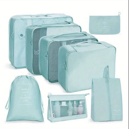 8pcs Luggage Travel Organizers For Suitcase With Toiletry Case