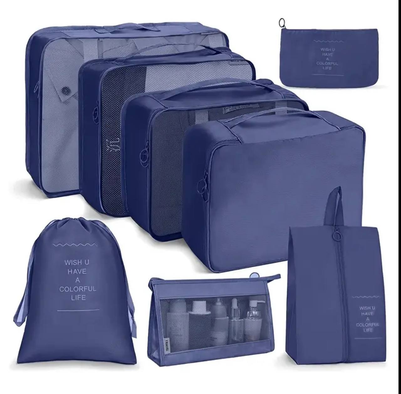 8pcs Luggage Travel Organizers For Suitcase With Toiletry Case