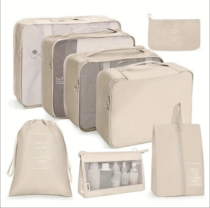 8pcs Luggage Travel Organizers For Suitcase With Toiletry Case