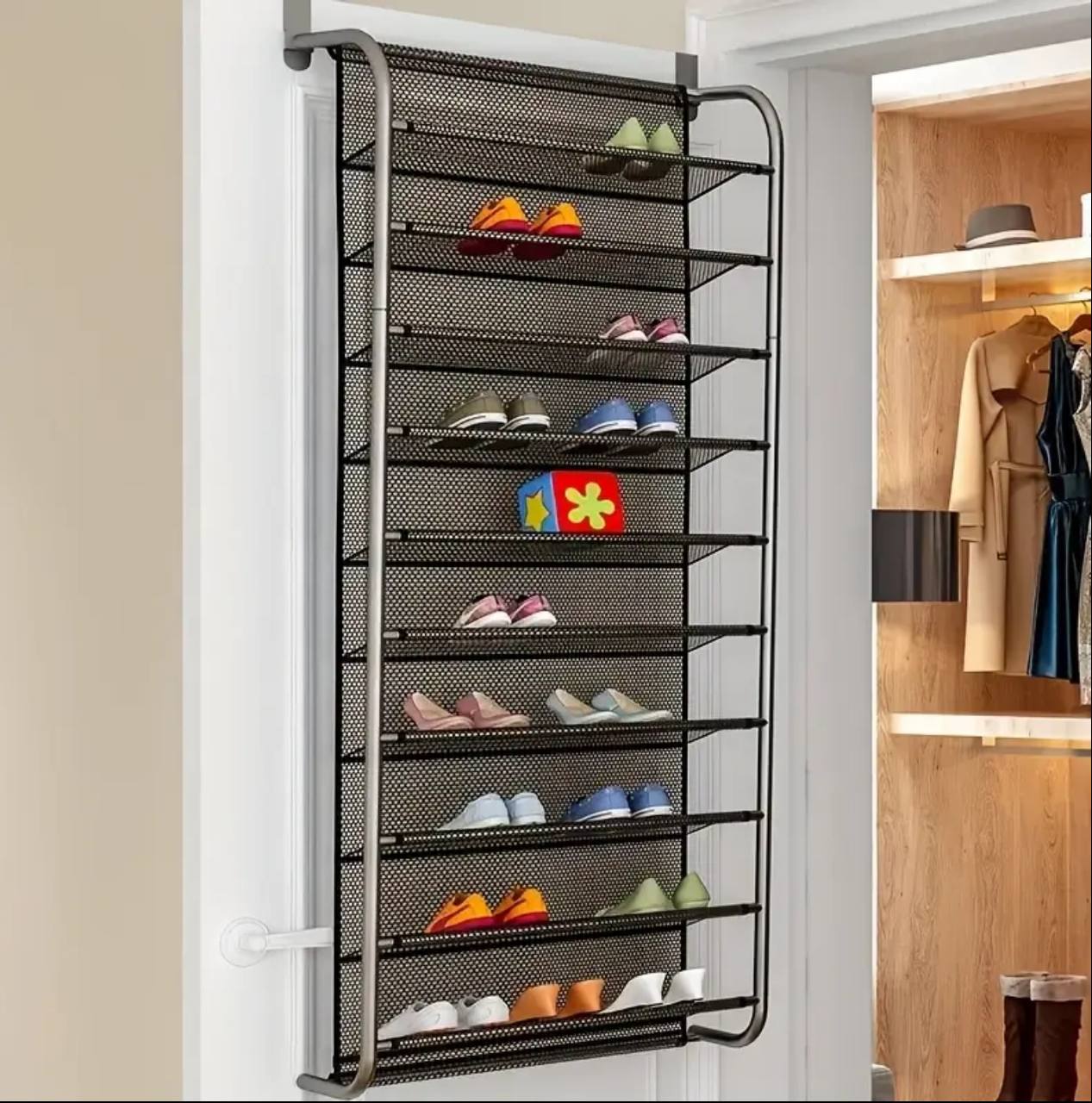 10 Tier Over The Door Shoe Organizer