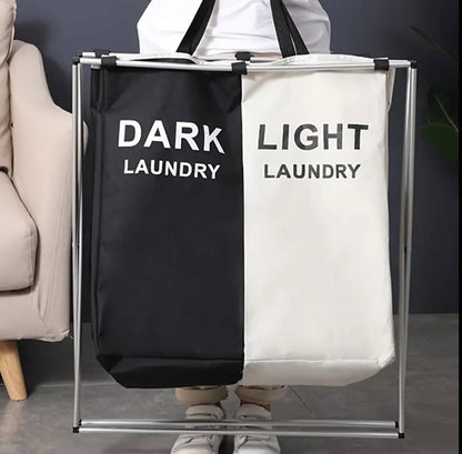 2 compartment foldable laundry basket